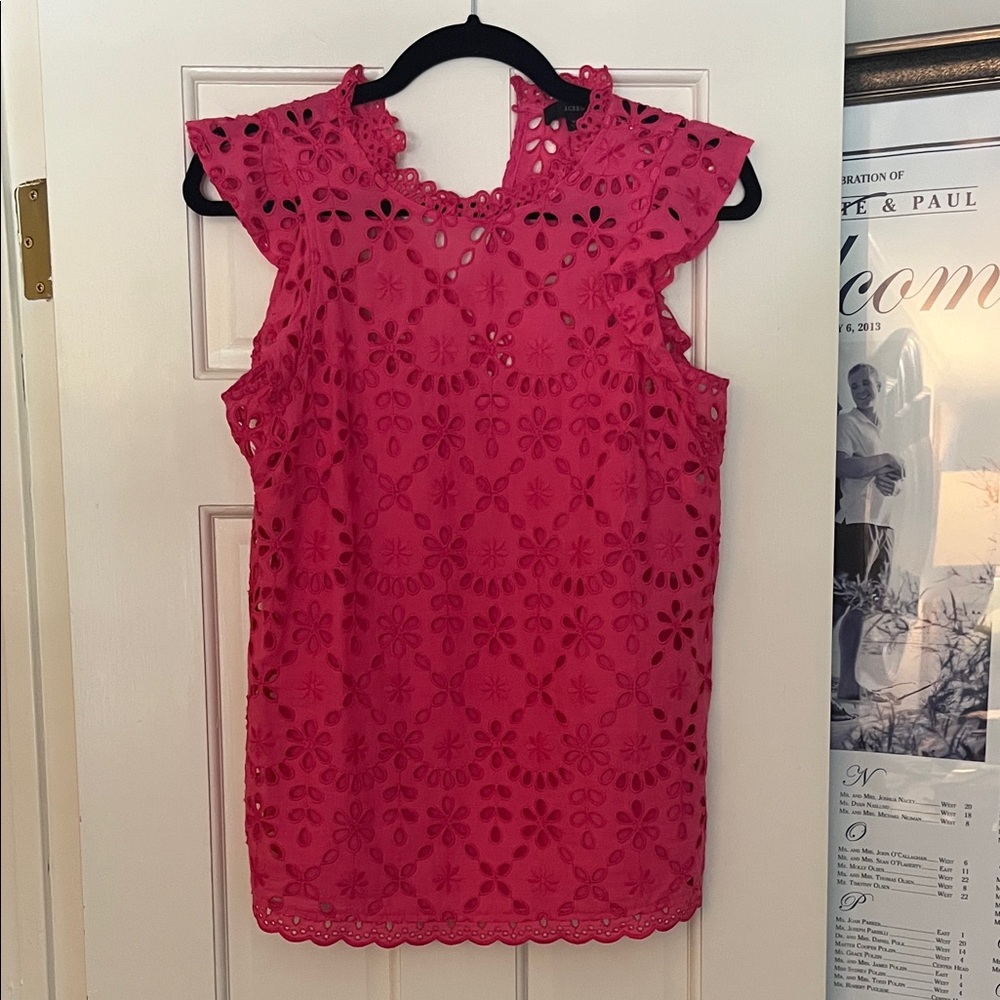 J. Crew Vibrant Pink Lace Top